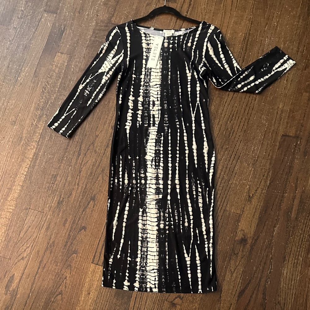 Yelete Black and Cream Long Sleeve Dress